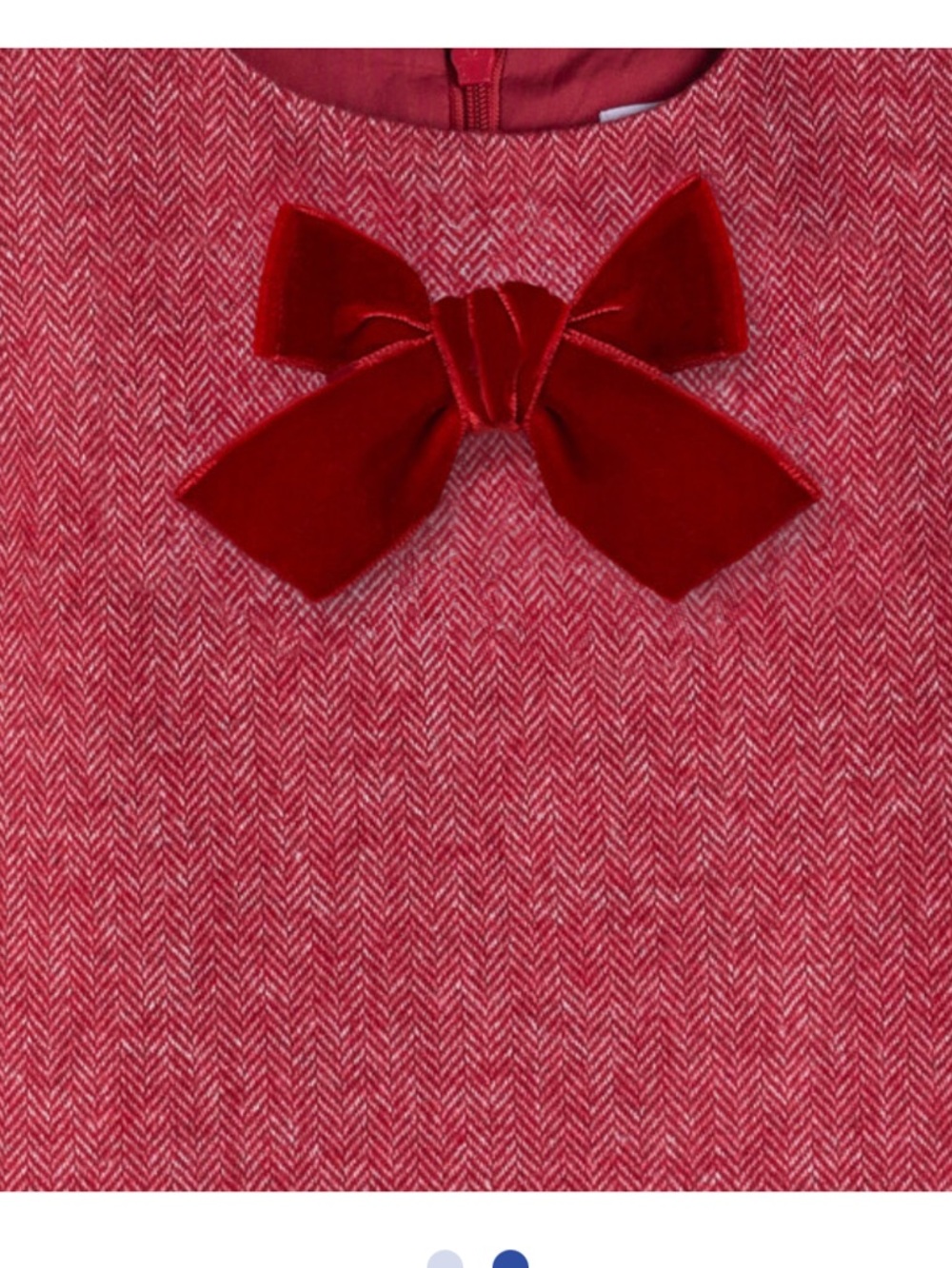 Trotters London Red Herringbone Georgina Bow Dress 4y 4T sleeveless - Picture 2 of 4